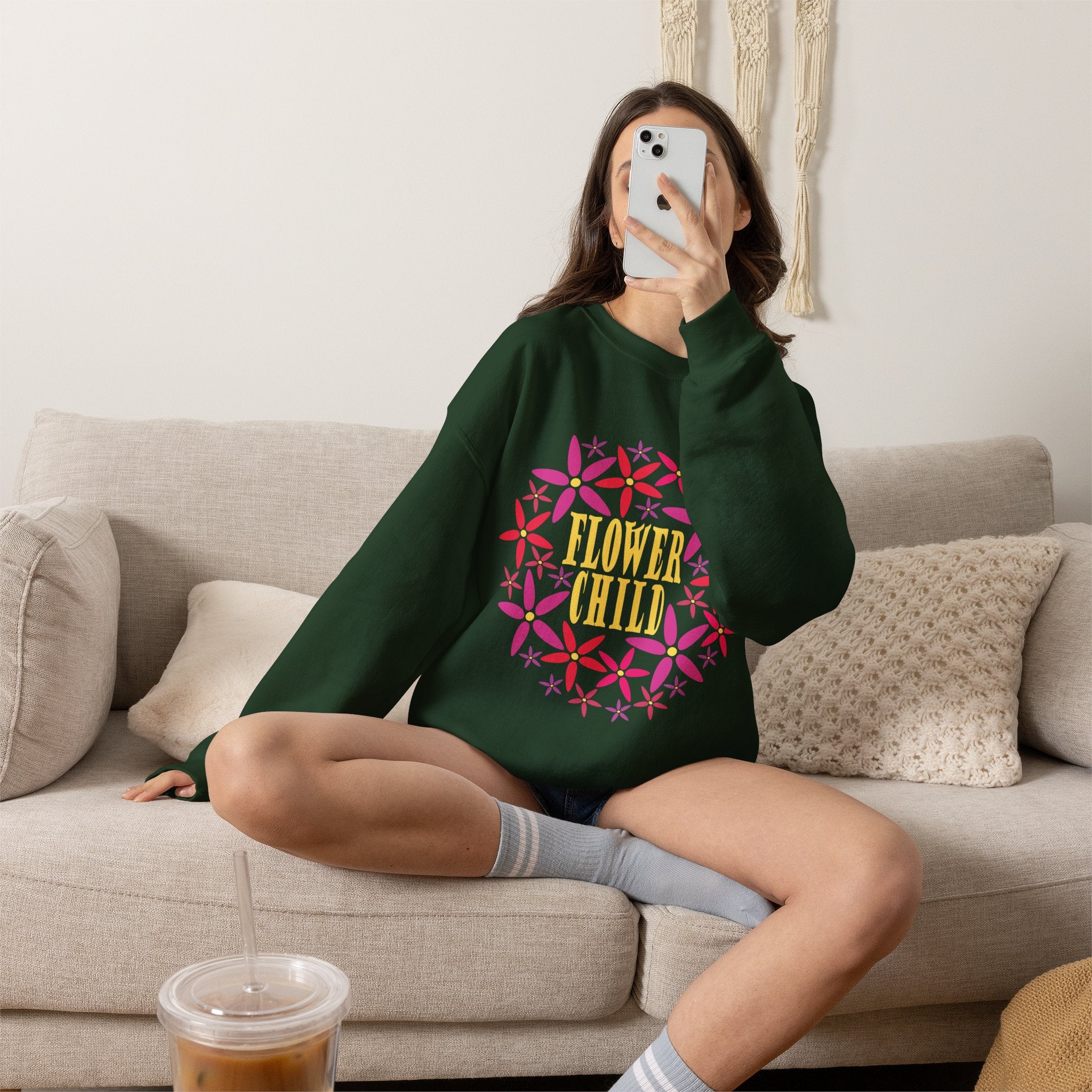Flower Child Graphic Design Sweatshirt — Retro Floral Style