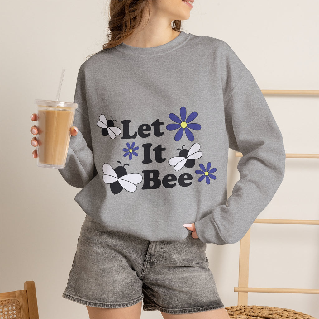 Let It Bee Graphic Design Sweatshirt - Cute Bees & Flowers