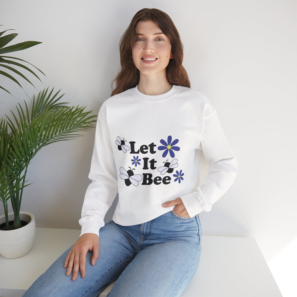 Let It Bee Graphic Design Sweatshirt - Cute Bees & Flowers