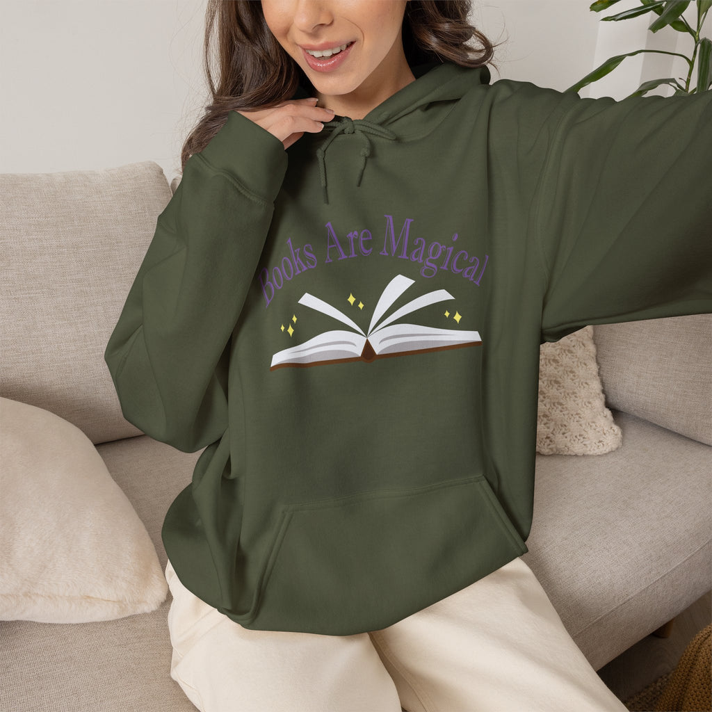 Books Are Magical Graphic Design Hoodie — Open Book Design for Readers & Book Lovers