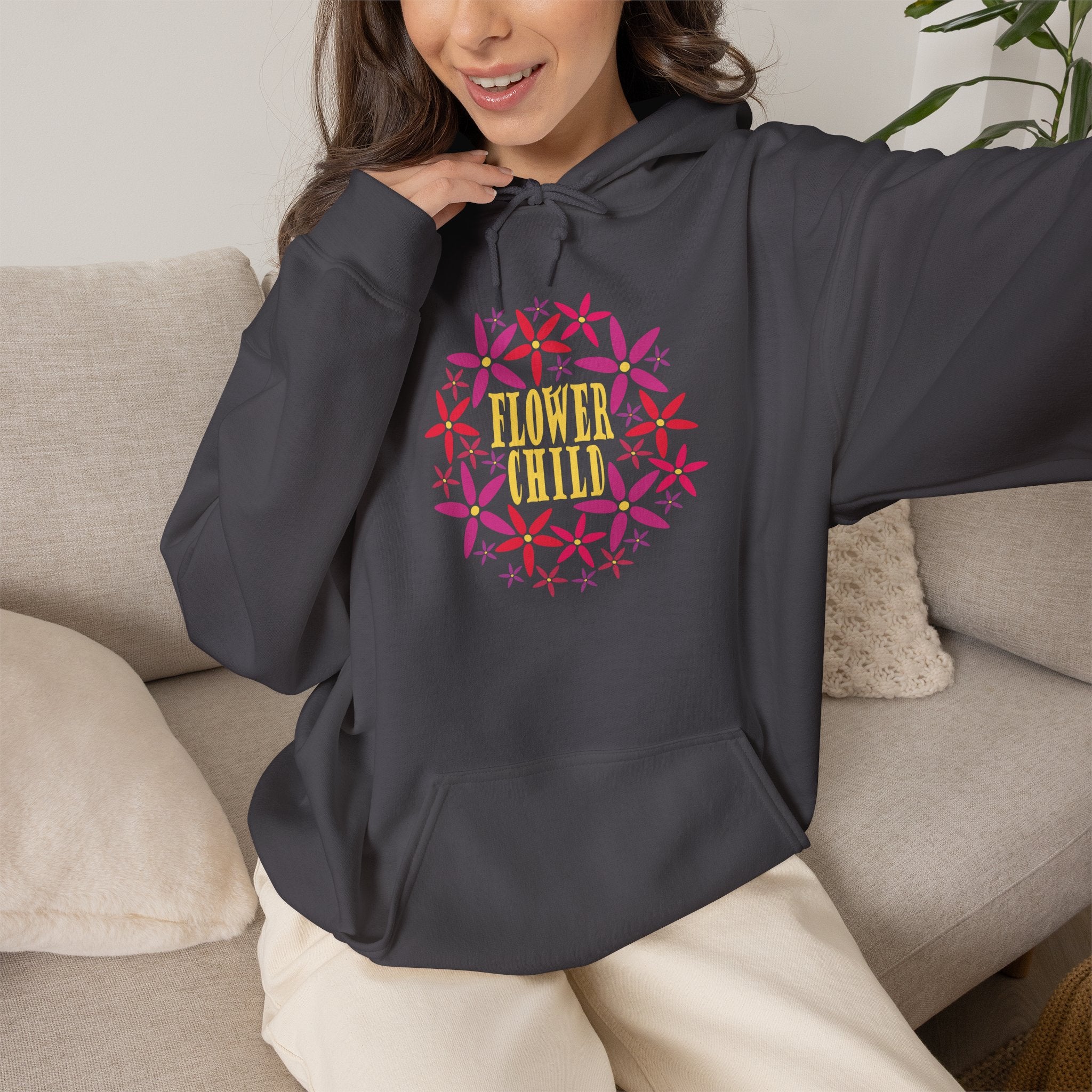 Flower Chil Graphic Design Hoodie — Retro Floral Style