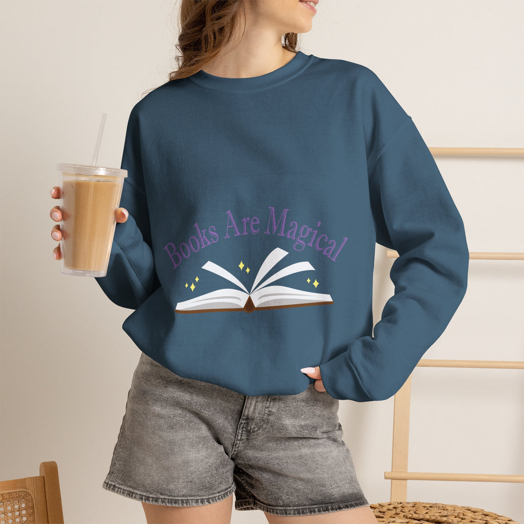 Books Are Magical Graphic Design Sweatshirt — Open Book Design for Readers & Book Lovers