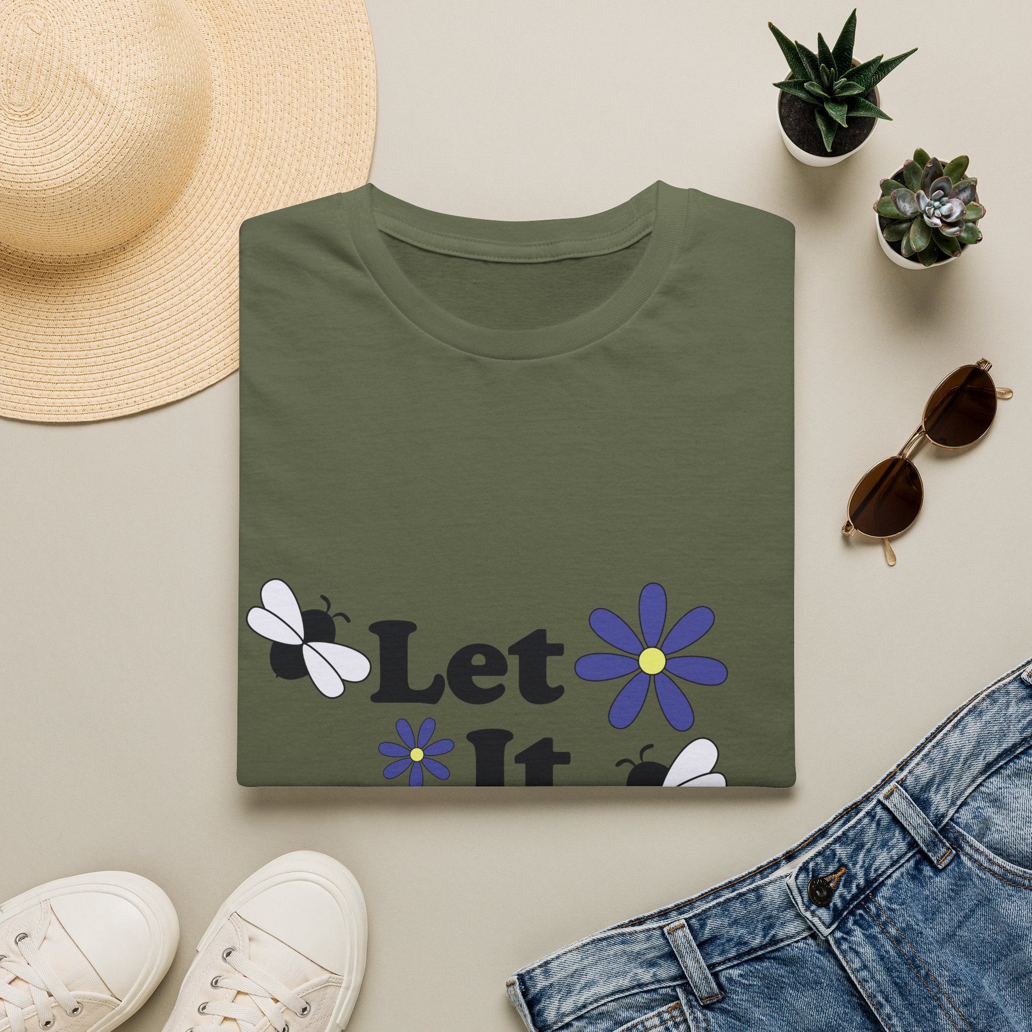 Let It Bee Graphic Design T-Shirt – Cute Bees & Flowers