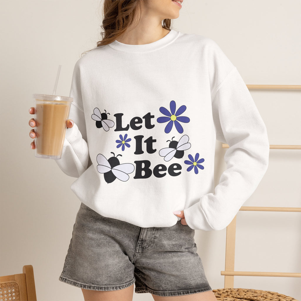 Let It Bee Graphic Design Sweatshirt - Cute Bees & Flowers
