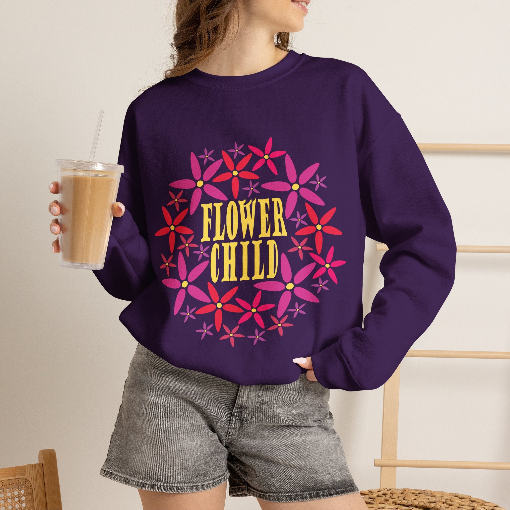 Flower Child Graphic Design Sweatshirt — Retro Floral Style