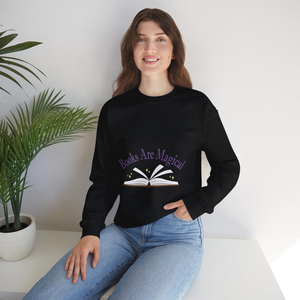 Books Are Magical Graphic Design Sweatshirt — Open Book Design for Readers & Book Lovers