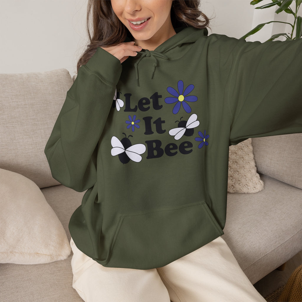 Let It Bee Graphic Design Hoodie – Cute Bees & Flowers