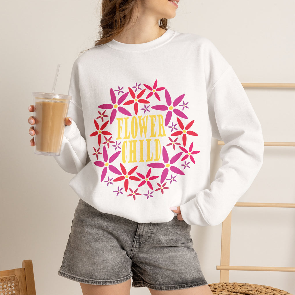 Flower Child Graphic Design Sweatshirt — Retro Floral Style