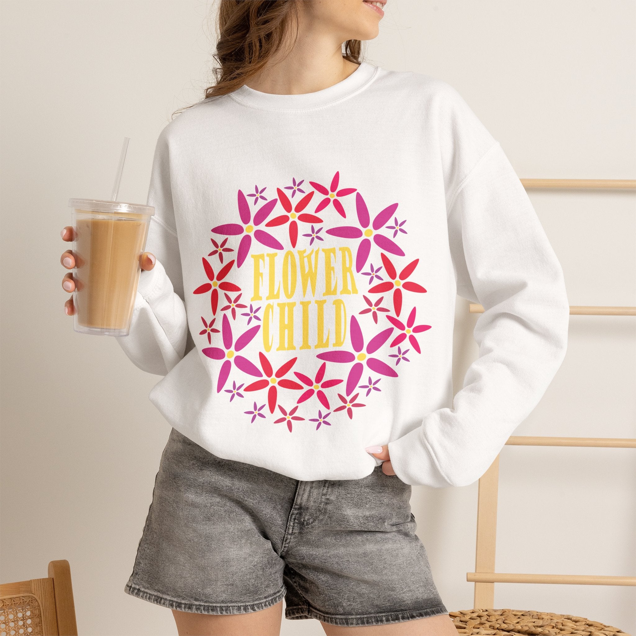 Flower Child Graphic Design Sweatshirt — Retro Floral Style