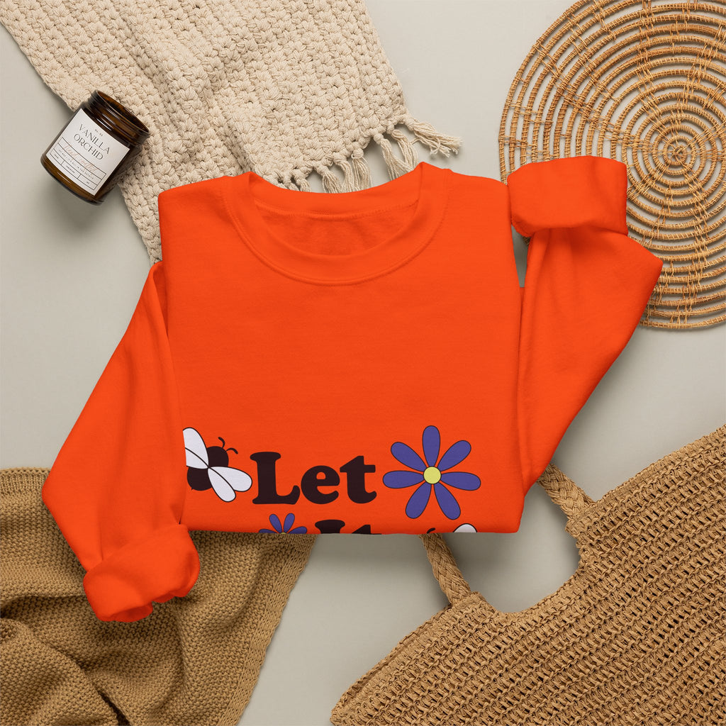 Let It Bee Graphic Design Sweatshirt - Cute Bees & Flowers