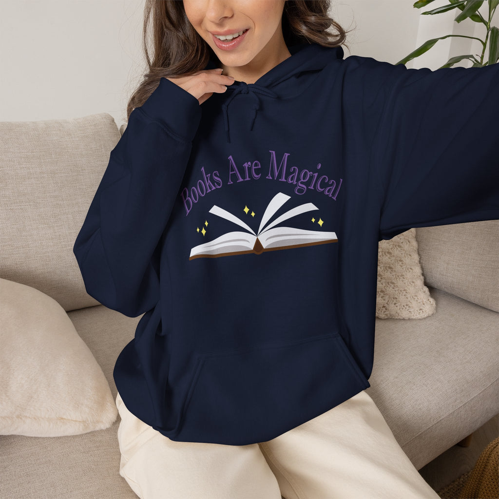 Books Are Magical Graphic Design Hoodie — Open Book Design for Readers & Book Lovers