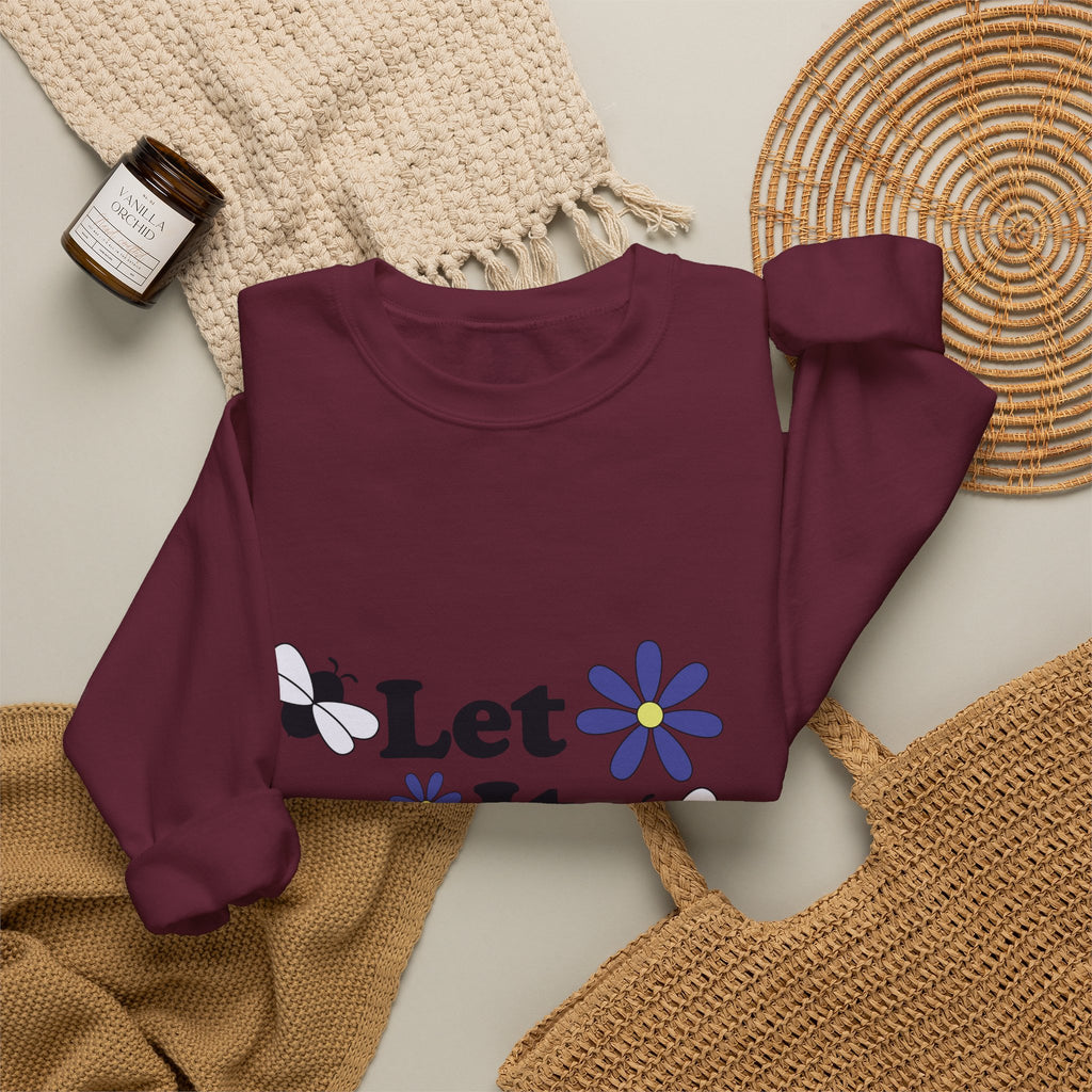 Let It Bee Graphic Design Sweatshirt - Cute Bees & Flowers