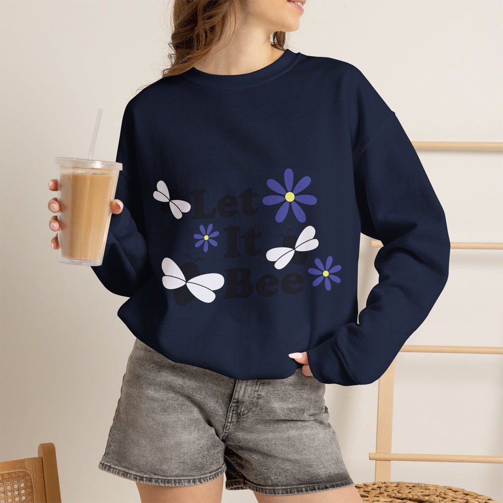 Let It Bee Graphic Design Sweatshirt - Cute Bees & Flowers