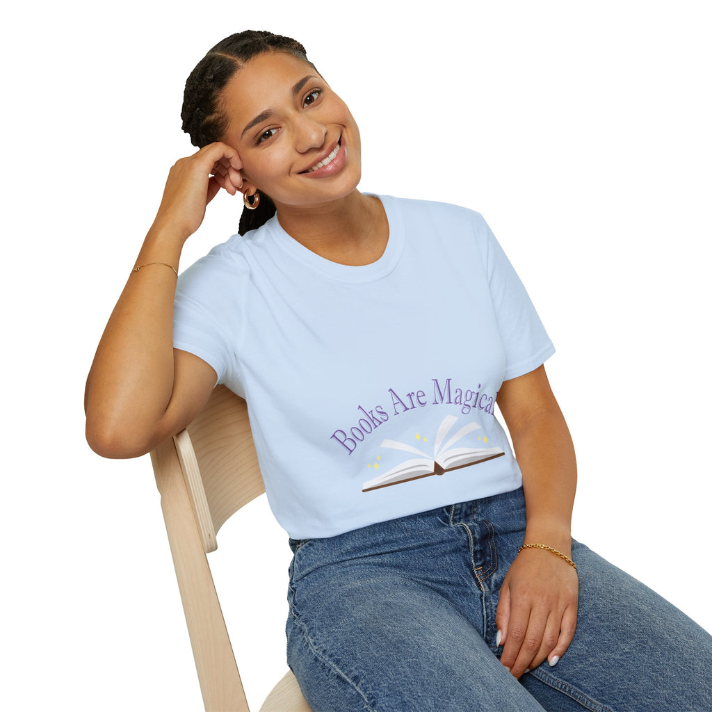 Books Are Magical Graphic Design T‑Shirt — Open Book Design for Readers & Book Lovers