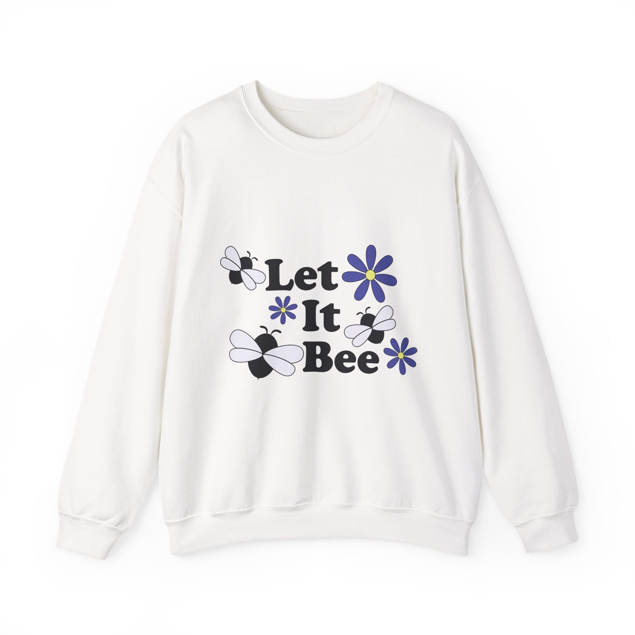 Let It Bee Graphic Design Sweatshirt - Cute Bees & Flowers