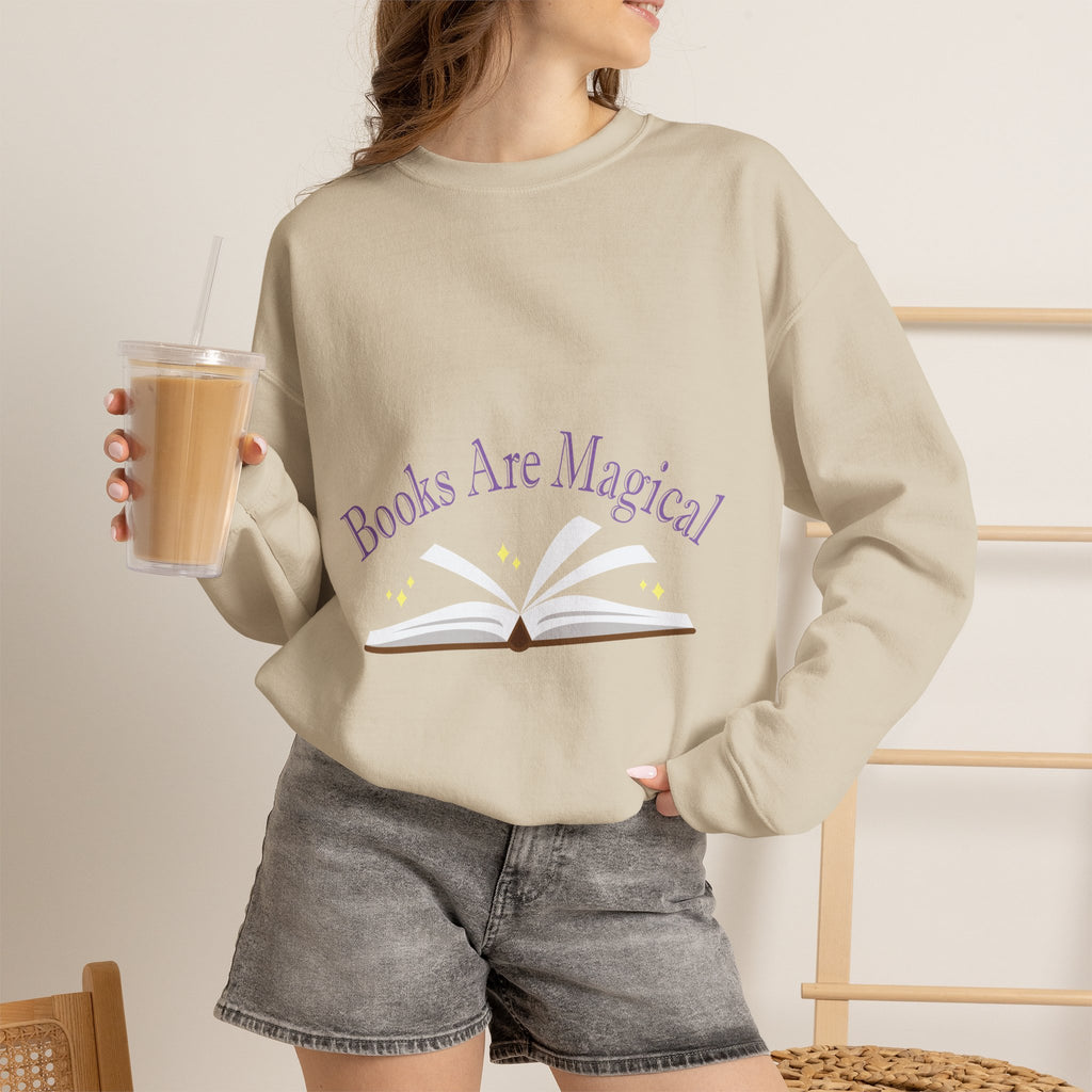 Books Are Magical Graphic Design Sweatshirt — Open Book Design for Readers & Book Lovers