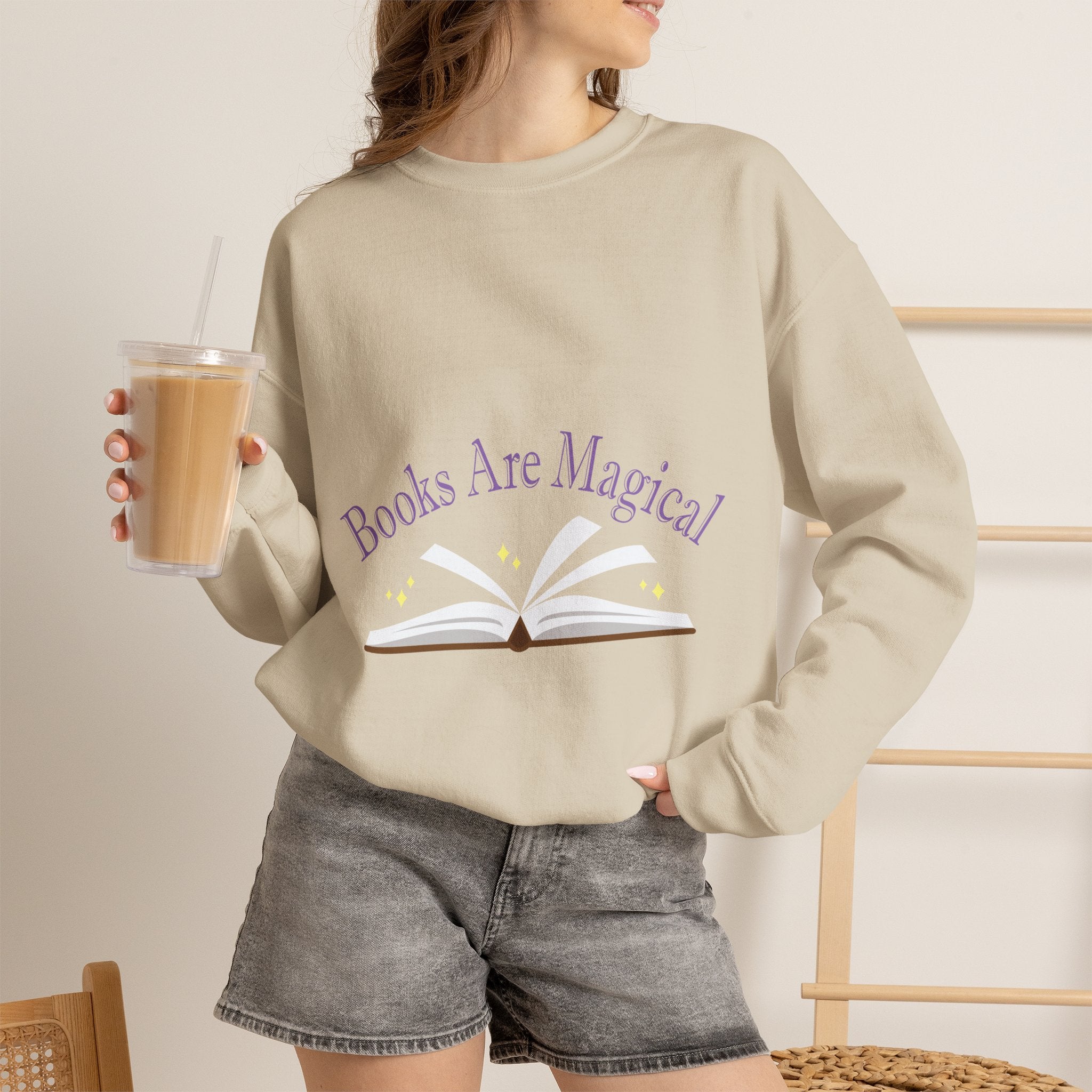 Books Are Magical Graphic Design Sweatshirt — Open Book Design for Readers & Book Lovers