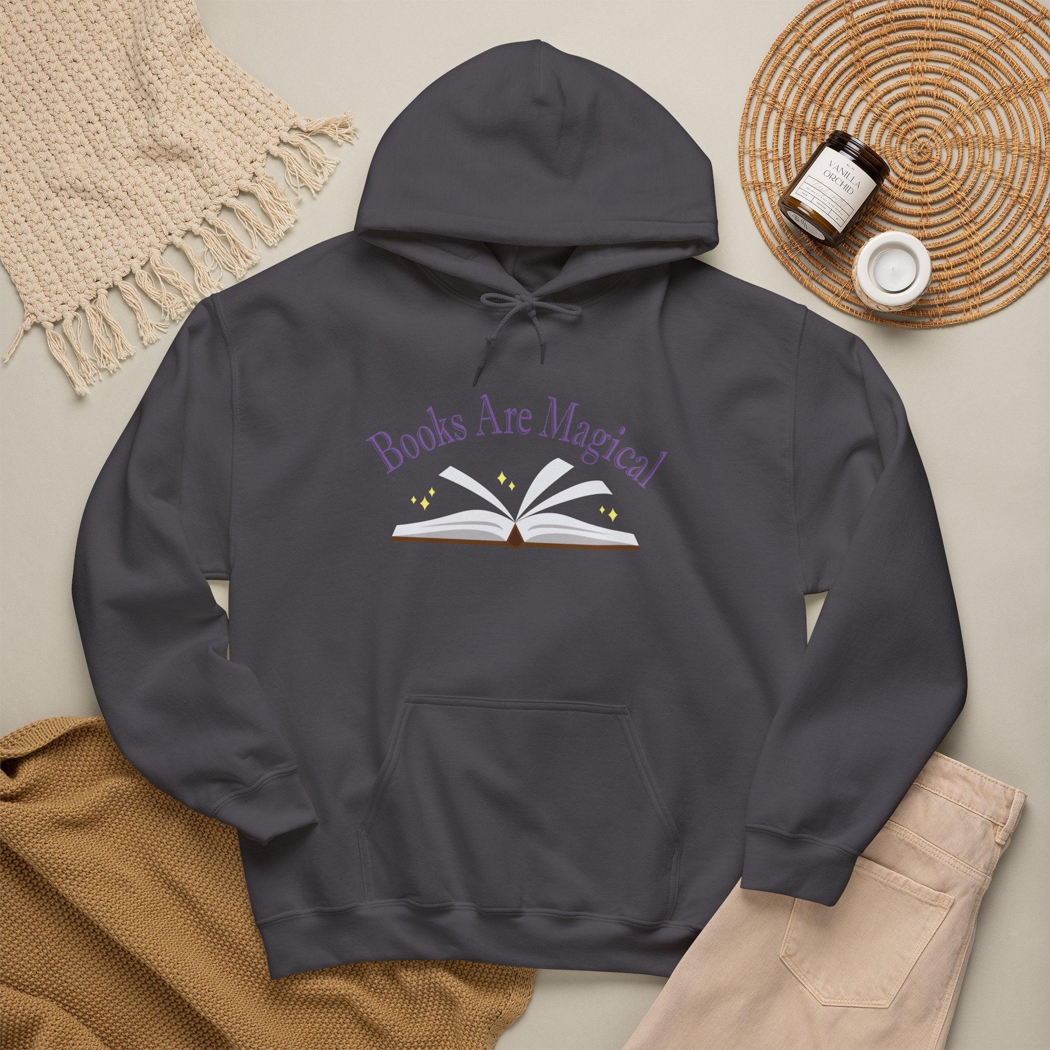 Books Are Magical Graphic Design Hoodie — Open Book Design for Readers & Book Lovers
