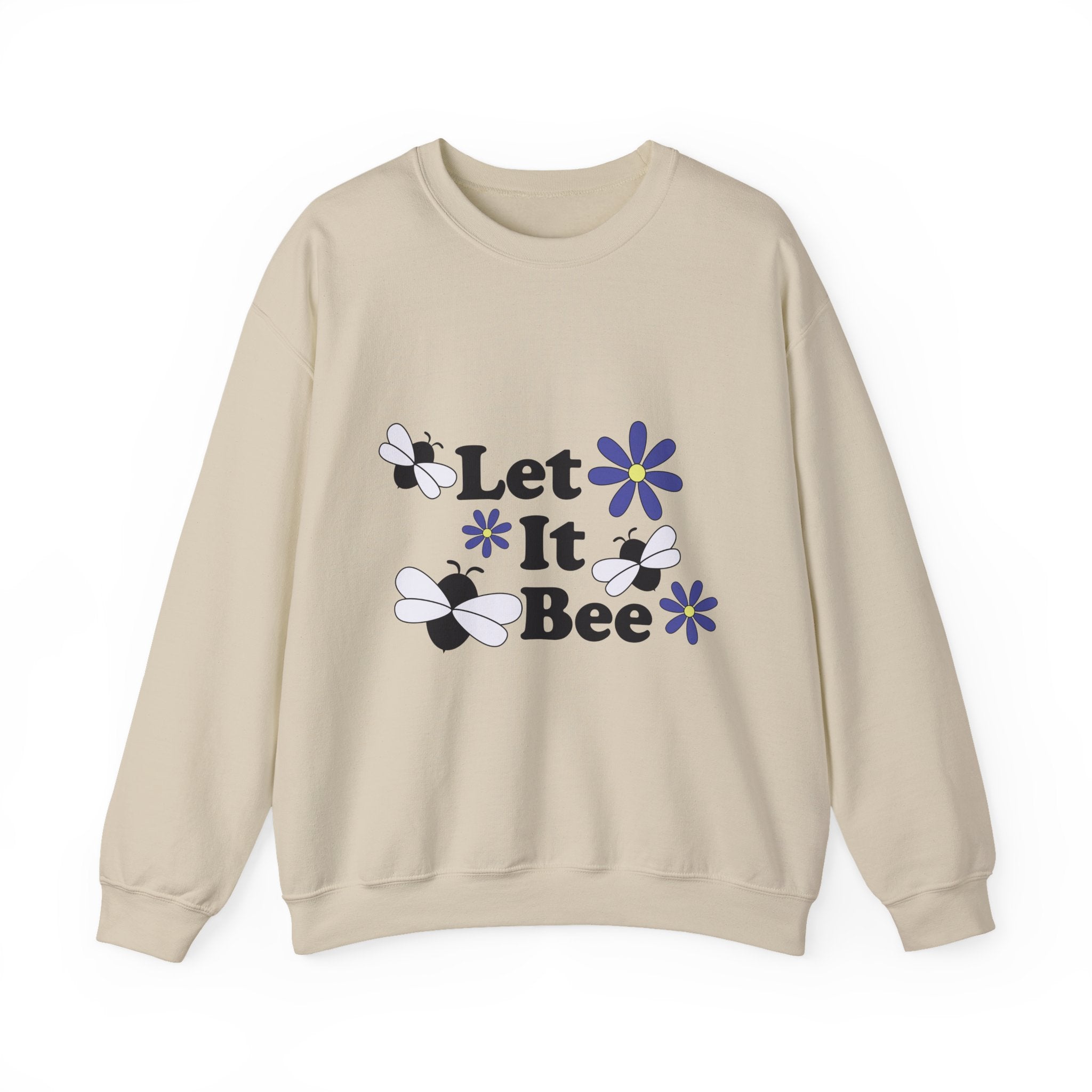 Let It Bee Graphic Design Sweatshirt - Cute Bees & Flowers